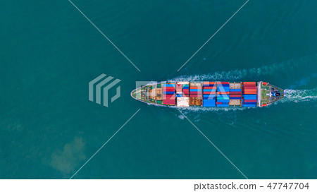Aerial view container ship carrying container Aerial view container ship carrying container 47747704