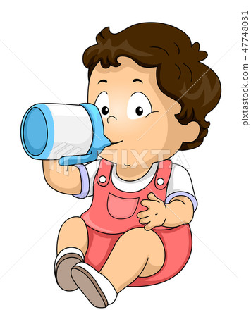 Kid Toddler Boy Sippy Cup Drink Illustration - Stock Illustration ...