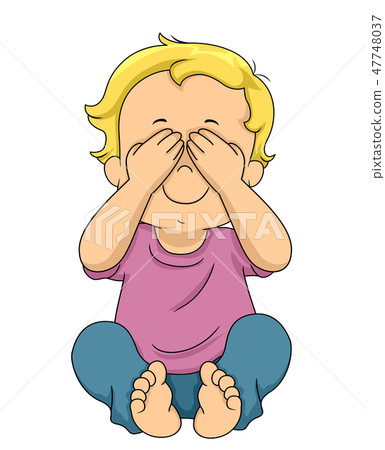 Kid Toddler Boy Peek Boo Illustration - Stock Illustration [47748037 ...