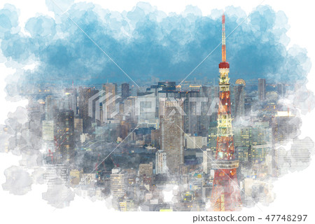 東京水彩樣式夜視圖 47748297