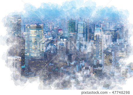 東京水彩樣式夜視圖 47748298