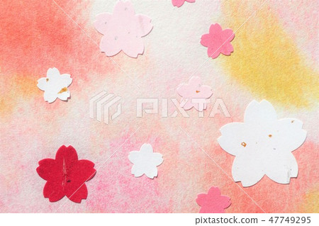 Sakura flower pattern Japanese paper background material 47749295