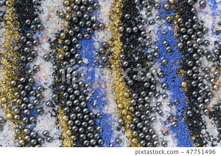 Layered colorful sand pattern. Marble style background. Blue and gold powder texture. 47751496