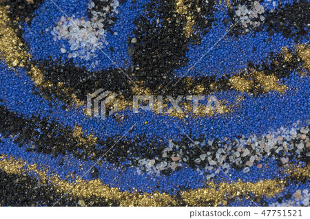 Layered colorful sand pattern. Marble style background. Blue and gold powder texture. 47751521