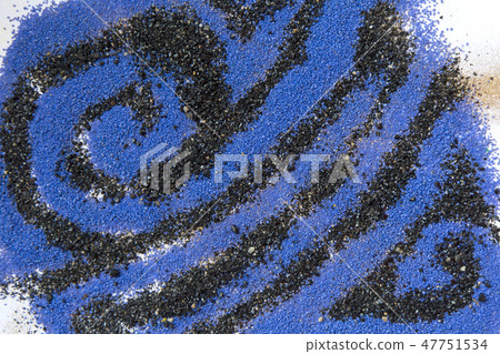 Layered colorful sand pattern. Marble style background. Blue and black powder texture. 47751534