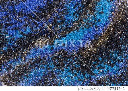 Layered colorful sand pattern. Marble style background. Blue and gold powder texture. 47751541