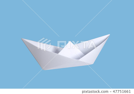 paper boat isolated on blue background paper boat isolated on blue background 47751661