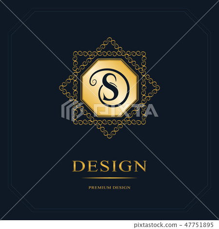Monogram design template. Elegant line art logo S - Stock Illustration ...
