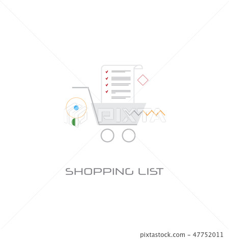trolley cart online shopping list planning concept line style isolated 47752011