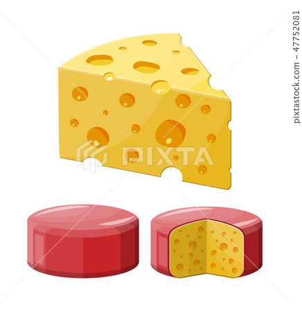 Whole and piece of cheese isolated on white. 47752081