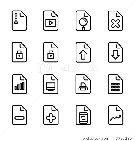 office file paper document line icon set office file paper document line icon set 47753289