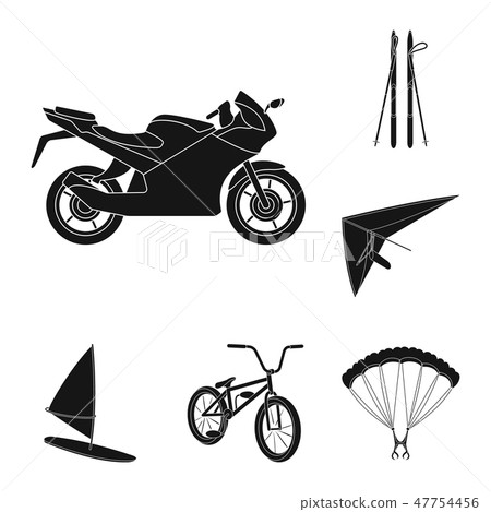 Extreme sport black icons in set collection for design.Different kinds of sports vector symbol stock Extreme sport black icons in set collection for design.Different kinds of sports vector symbol stock 47754456