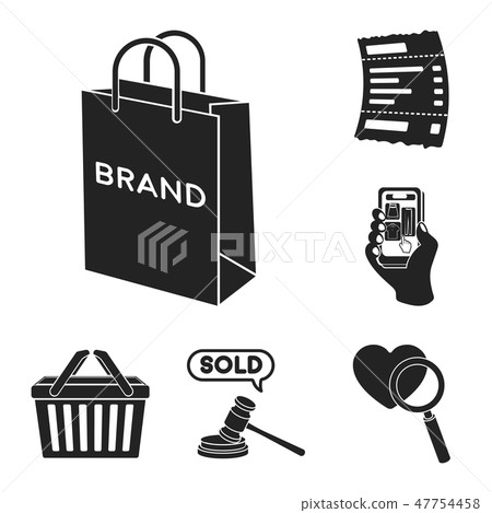 E-commerce, Purchase and sale black icons in set collection for design. Trade and finance vector 47754458