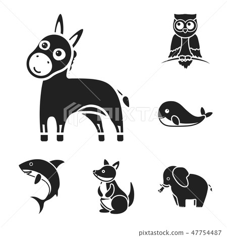 An unrealistic animal black icons in set collection for design. Toy animals vector symbol stock web An unrealistic animal black icons in set collection for design. Toy animals vector symbol stock web 47754487