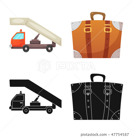 Vector design of airport and airplane icon. Set of airport and plane stock vector illustration. Vector design of airport and airplane icon. Set of airport and plane stock vector illustration. 47754587