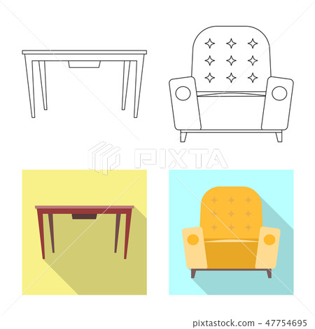 Isolated object of furniture and apartment icon. Collection of furniture and home stock vector Isolated object of furniture and apartment icon. Collection of furniture and home stock vector 47754695
