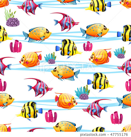 Seamless pattern with a various fish Seamless pattern with a various fish 47755176