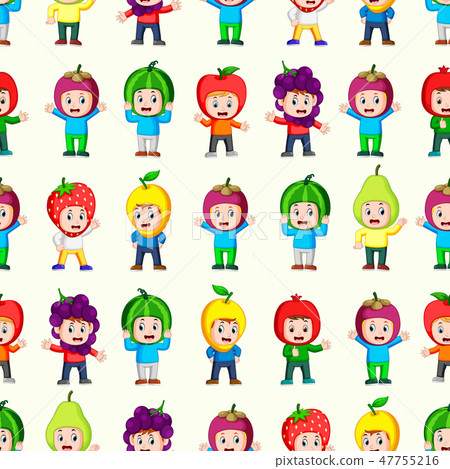 Seamless pattern with happy children - Stock Illustration [47755216 ...