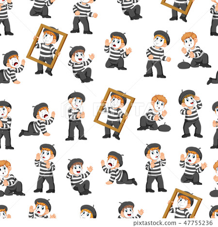 Seamless pattern with pantomime in action 47755236