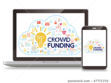 Responsive flat design of cloud funding computer · smartphone - white background material 47755358