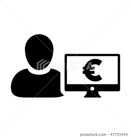 Euro sign icon vector male user person with Euro-插圖素材 [47755445] - PIXTA圖庫