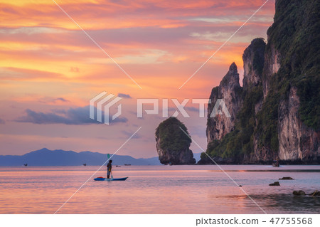 Asian tropical beach sunset in Thailand 47755568