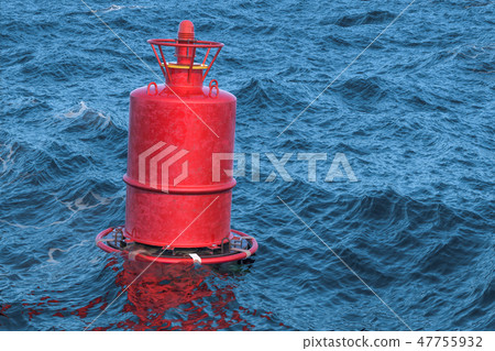Marine buoy in the open sea, 3D rendering Marine buoy in the open sea, 3D rendering 47755932