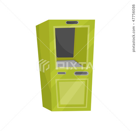 Green cash dispenser. Automated teller machine ATM for money withdrawal and financial transactions Green cash dispenser. Automated teller machine ATM for money withdrawal and financial transactions 47756086