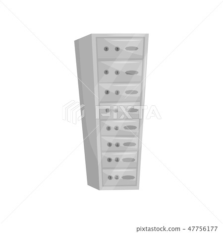 Metal safe deposit boxes. Bank vault. Secured containers for storage of money and valuables. Flat 47756177