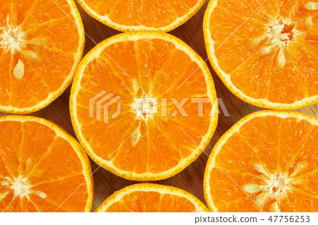 Close up of fresh oranges fruit slice background. 47756253