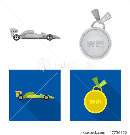 Isolated object of car and rally symbol. Set of car and race stock symbol for web. 47756560
