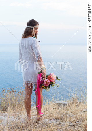 girl with a wedding bouquet boho style girl with a wedding bouquet boho style 47756577