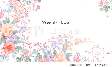 美麗的水彩牡丹和玫瑰色的花朵 美麗的水彩牡丹和玫瑰色的花朵 47756844