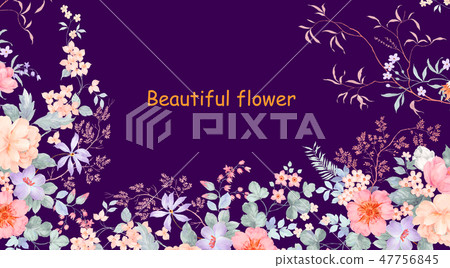 美麗的水彩牡丹和玫瑰色的花朵 47756845