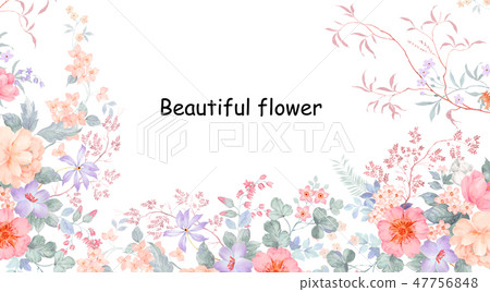 Beautiful watercolor peonies and rosy flowers 47756848