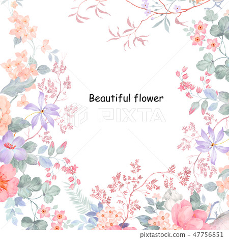 Beautiful watercolor peonies and rosy flowers 47756851