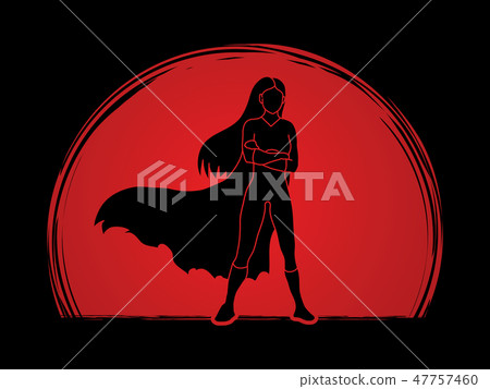 Super hero woman standing arms across the chest  47757460