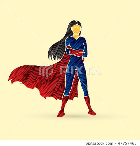 Super hero woman standing arms across the chest  47757463