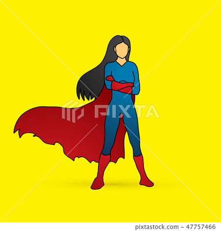 Super hero woman standing arms across the chest  47757466