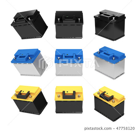 3D rendering. Car battery on white background. 47758120