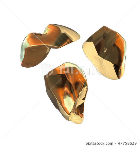 Set of golden nuggets isolated on white background. Different bars closeup wealth rich mining 47758629