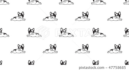 Dog seamless pattern french bulldog vector cute 47758685