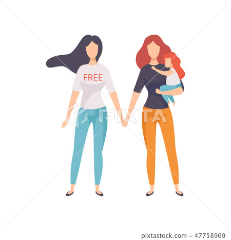 Girls Holding Hands, Young Women Advocating for Gender Equality, Freedom, Civil Rights, Independence 47758969