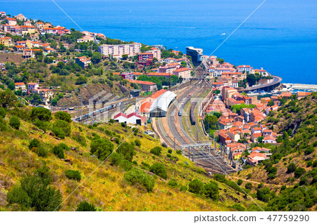 Aerial view of train station Cerbere  47759290
