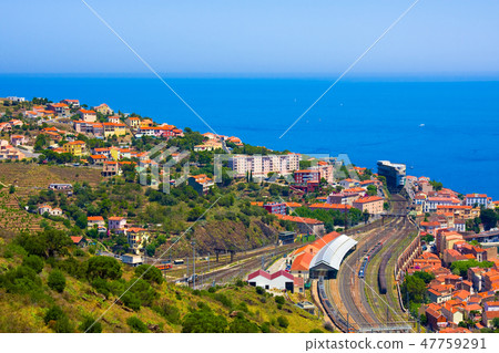 Aerial view of train station Cerbere  47759291