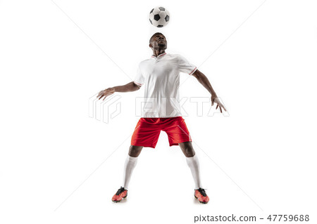 Professional african football soccer player isolated on white background 47759688