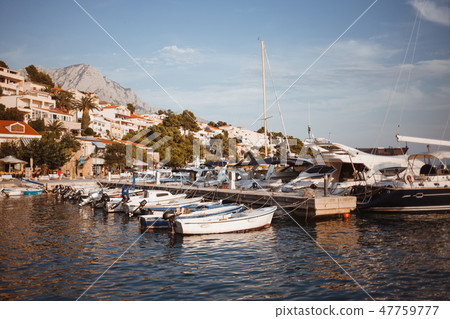 dock of a small town in the mountains. vintage toning photos dock of a small town in the mountains. vintage toning photos 47759777