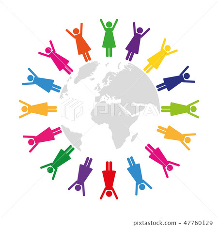 women in different colors around the world pictogram women in different colors around the world pictogram 47760129