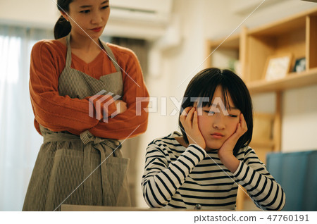 Daughter in rebellious period and troubled mother 47760191