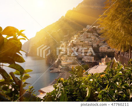 View of Positano village along Amalfi Coast in Italy View of Positano village along Amalfi Coast in Italy 47760211